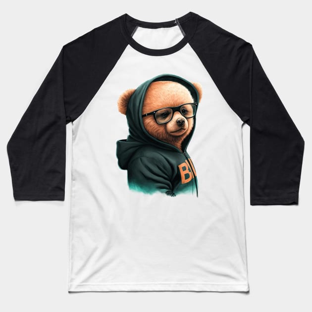 Bear in a hoodie Baseball T-Shirt by ksemstudio